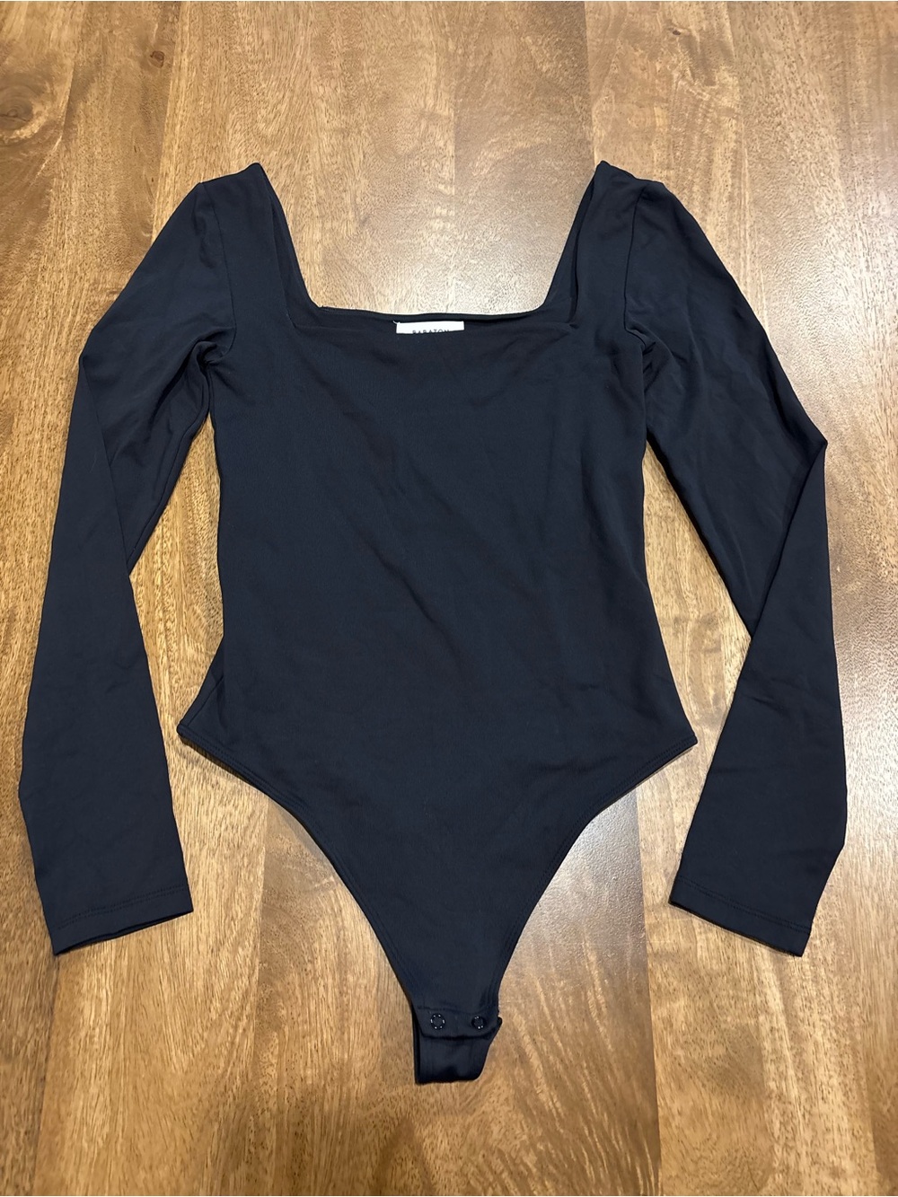 Babaton black Long Sleeve Square Neck Bodysuit